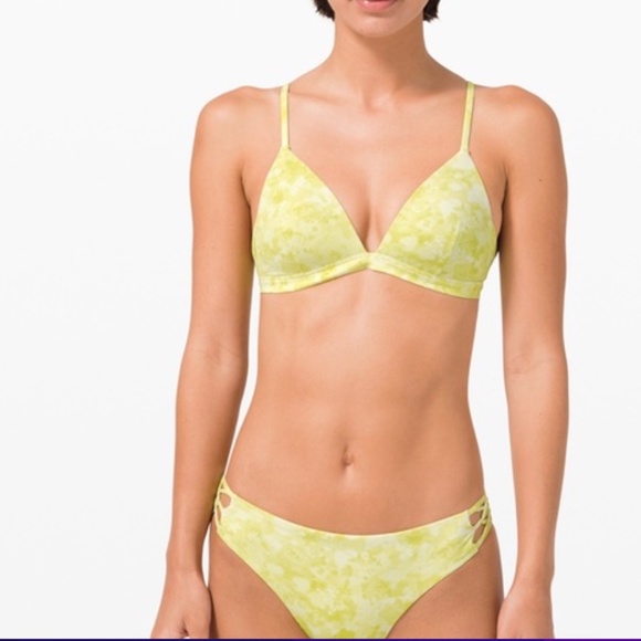NWT Lululemon 2-PIece Bikini Set Blossom Yellow Deep Sea Coastline Bottom Sz 4 6 - Picture 1 of 9
